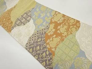 切り嵌め風花唐草・七宝・鳥模様織出し袋帯